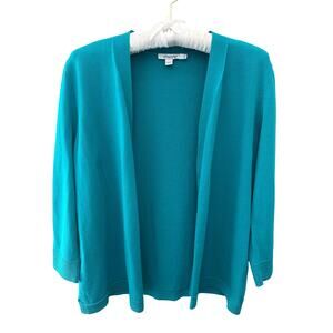 CHICO’S | Teal Blue Open Front Cardigan 3/4 Sleeve Knit | Size 0 Small
